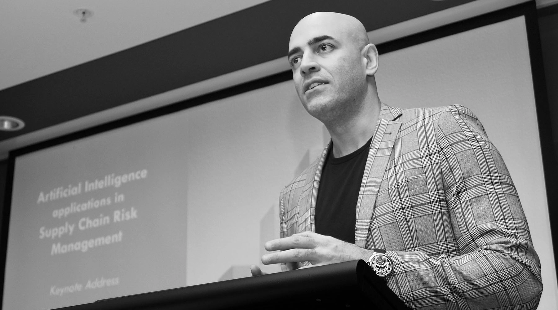 Ben giving a keynote on AI in Supply Chain